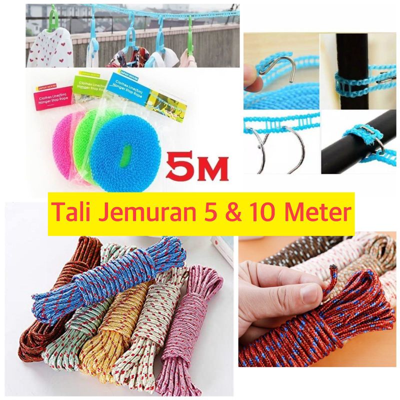TALI JEMURAN JEMURAN TALI PANJANG UNTUK JEMURAN 5 METER TALI JEMURAN TALI JEMUR TALI UNTUK JEMURAN T