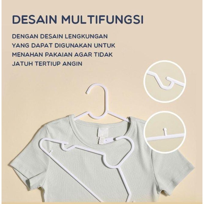 Samono Gantungan Baju ( ISI 10Pcs ) Hanger Plastik Anti Slip Simple dan Ringan Gantungan Kering dan Basah