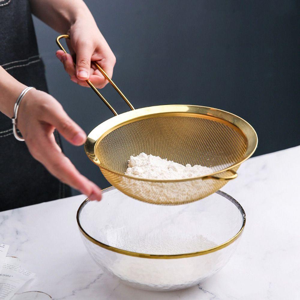 [Elegan] Saringan Tepung Manual Home Bakeware Colander Aksesoris Dapur Baking Oil Strainer