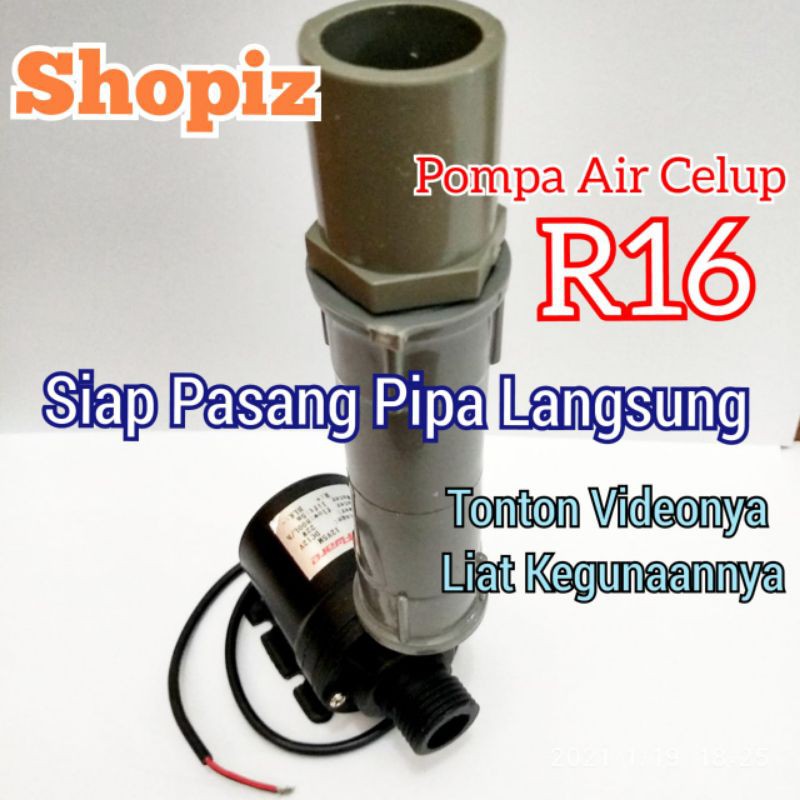Shopiz R16 Pompa Air Celup DC 12V Mini Siap Pasang Pipa 1/2 inch
