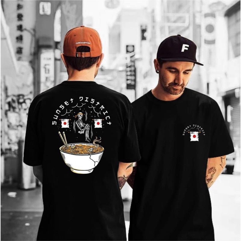 MIE RAMEN JEPANG BAJU KAOS T SHIRT PRIA WANITA DISTRO JEPANG JAPAN GAMBAR MIE RAMEN TENGKORAK SKULL