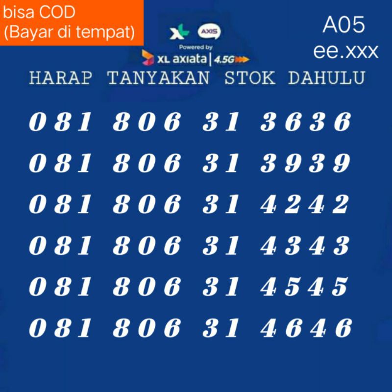 NOMOR CANTIK/NO CANTIK/NOMOR CANTIK XL/KARTU PERDANA/KARTU