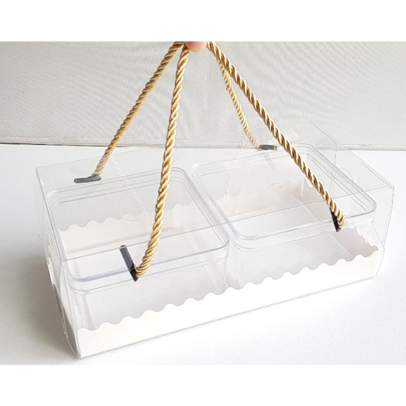 

5 pc BOX PACKAGING MIKA TRANSPARAN DESSERT BOX BOLU GULUNG ROLL TART HANDLE TALI 22X11X 8 CM UNIK Box Mika Handle Tali Bolu Gulung / Box Mika Brownies Spiku / Kotak Rollcake