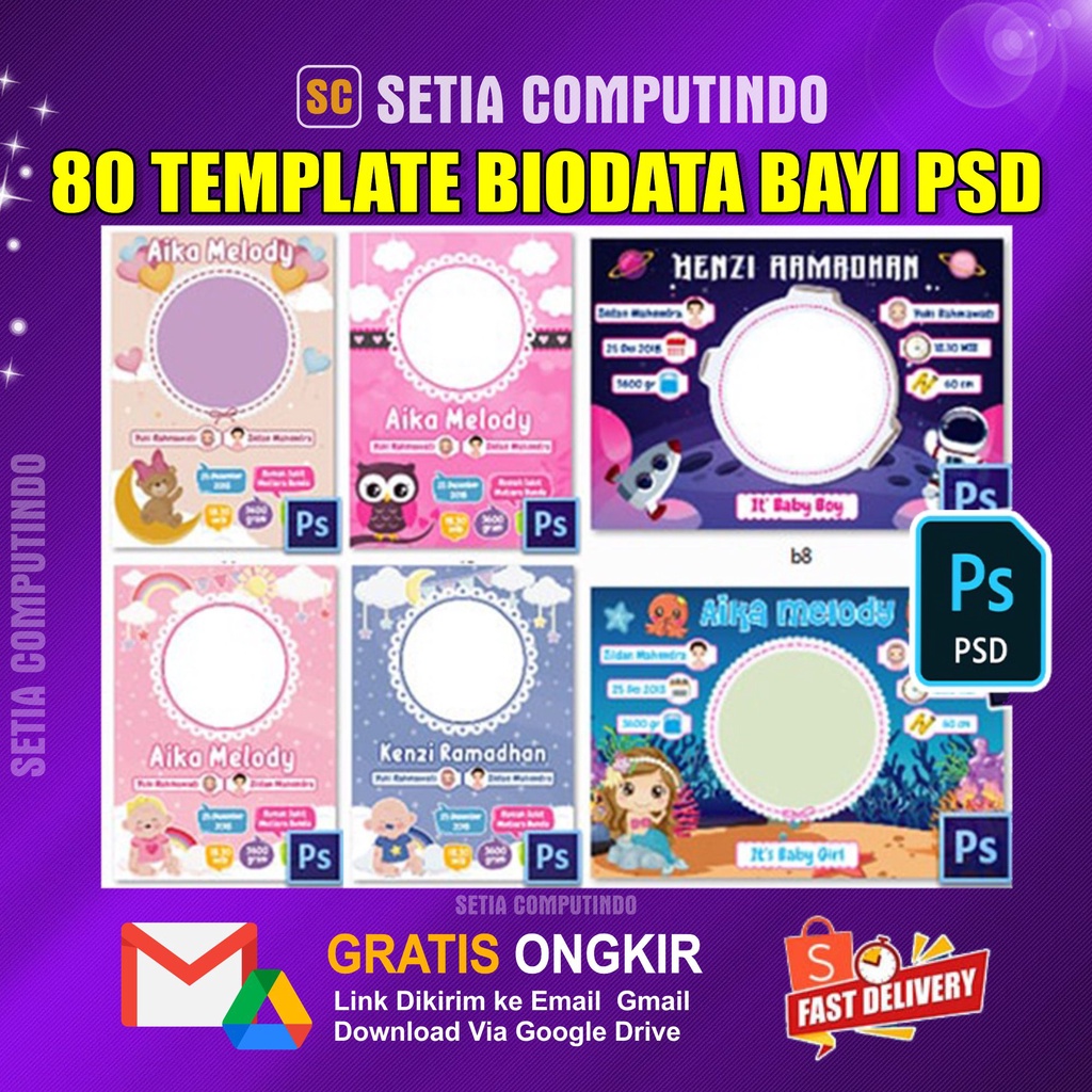 80 Template Photoshop Biodata Bayi (Baby Bio) Format PSD