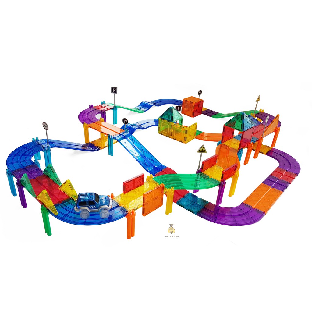 Magnetic Tiles Car Track 67 Pcs / Tata Edutoys