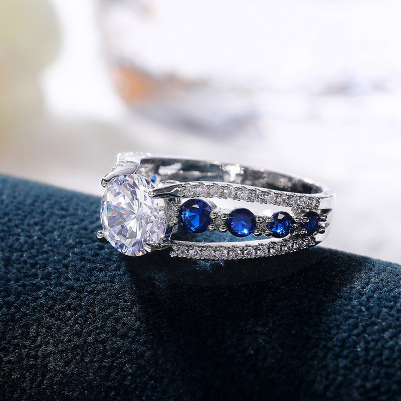 Fashion Versatile Female Finger Rings For Party Blue/White Cubic Zirconia Design Elegant Women Accessories Trends Jewelry|