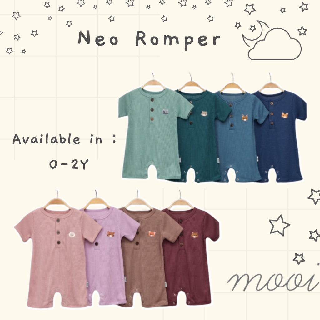 AMBYAR Last Stock MOOI Playsuit NEO Romper RIB Knit Pendek 0 Month - 2 Year