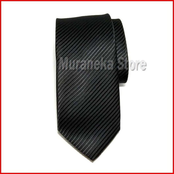 Dasi Pria Formal Panjang Motif Garis Hitam Kantor Salur Dewasa Kerja Warna Merah Wedding slim polos