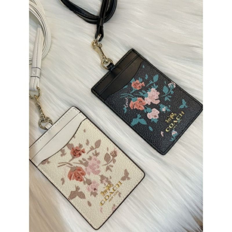 

SALE‼ Coach Rose Bouquet Print Midnight ID Lanyard || Name Tag || ID Card