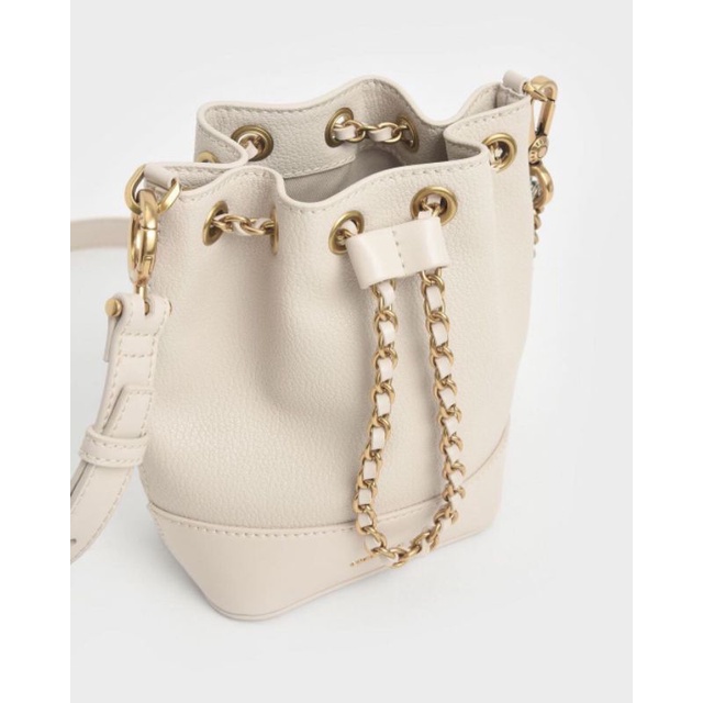 Charles & Keith Chunky Chain Tweed Bucket Bag