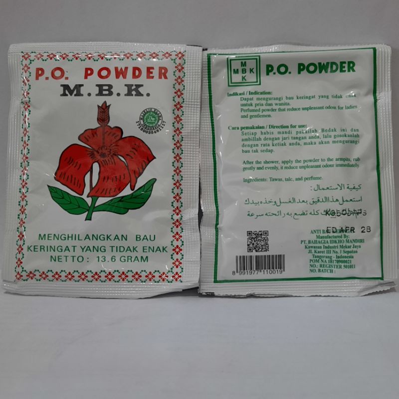 Bedak MBK PO POWDER 13,6 gr /1 Saset / menghilangkan bau keringat