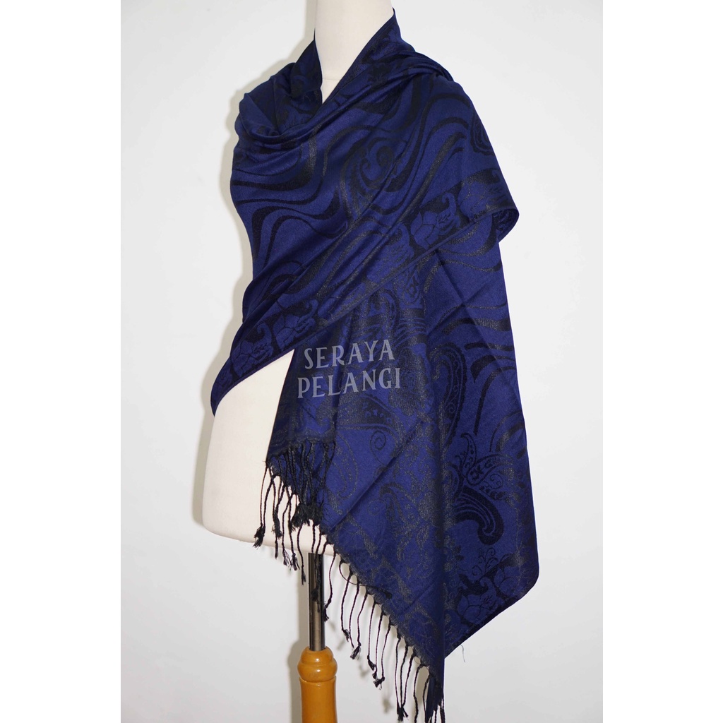 Pashmina Cashmere Keong 34 | Motif Bunga/Kembang | Selendang | Scarf | Syal | Shawl | Pasmina | Souvenir | Hadiah Ulang Tahun | Birthday Gift | Aksesoris Fashion Wanita | Import Quality | Grosir Murah