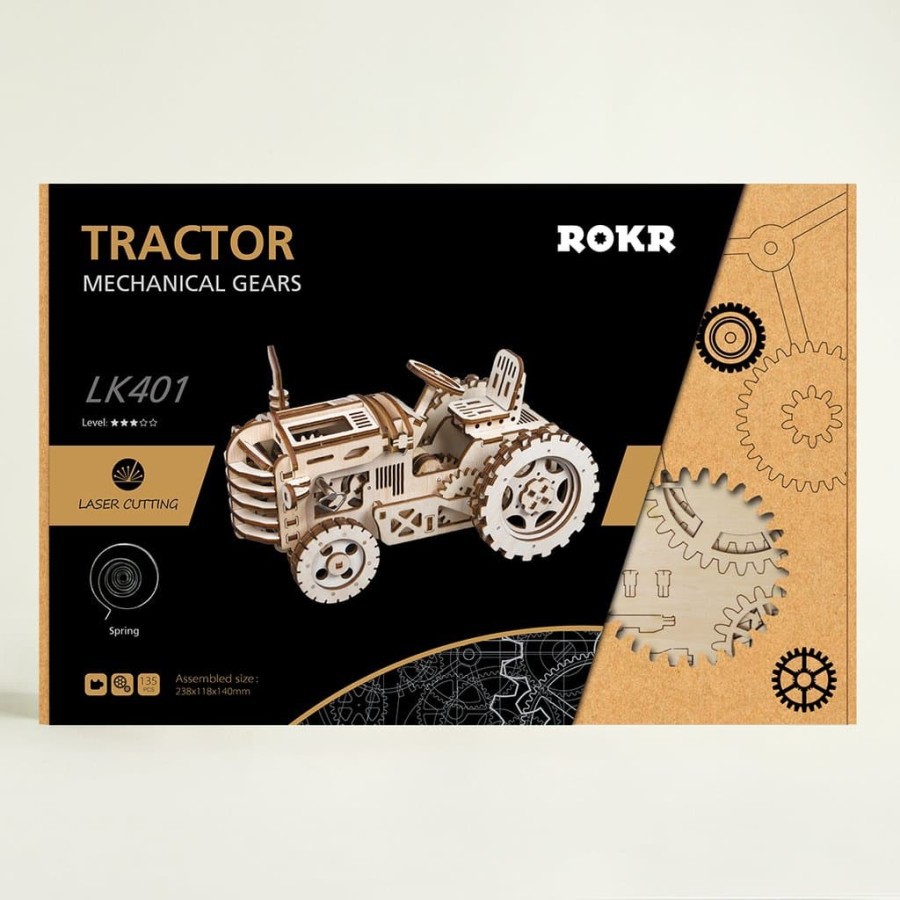 ROLIFE Robotime 3D Puzzle Movement Assembled Wooden Tractor - Lk401 New Hobby And Toy Collection