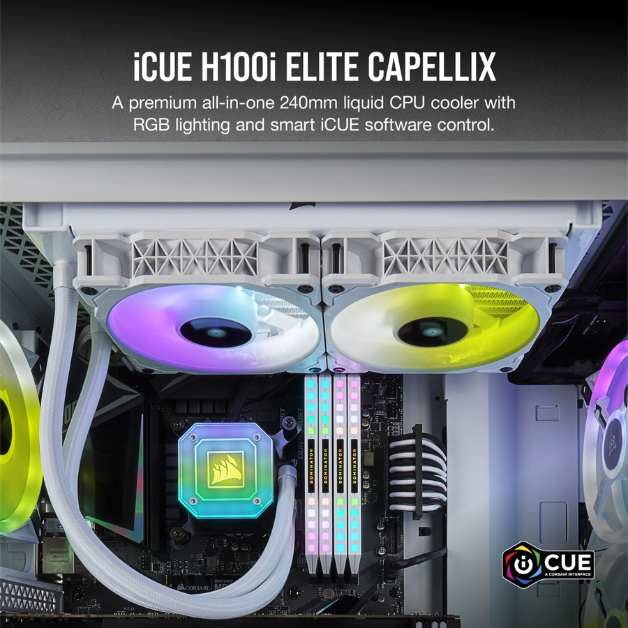 Corsair iCUE H100i Elite Capellix White Water Cooler