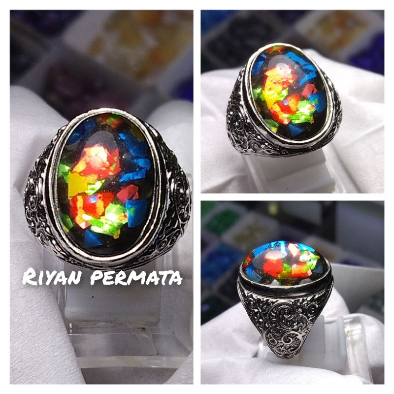 Cincin batu black Opal kalimaya