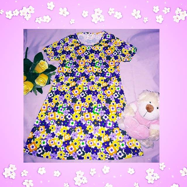 DRESS ANAK PEREMPUAN BUNGA-BUNGA KECIL UNGU