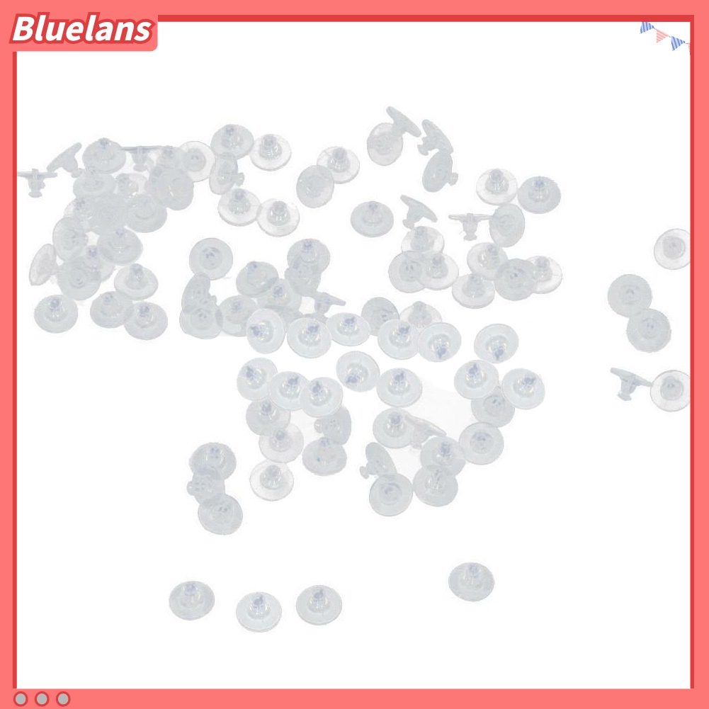 Bluelans 100Pcs Transparent Silicone Earring Stopper Posts Safety Back Nuts Findings