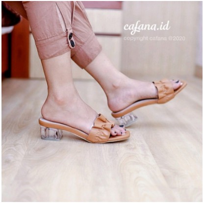  SANDAL  HIGH HEELS KACA  WANITA HAK TINGGI IMPORT PESTA  