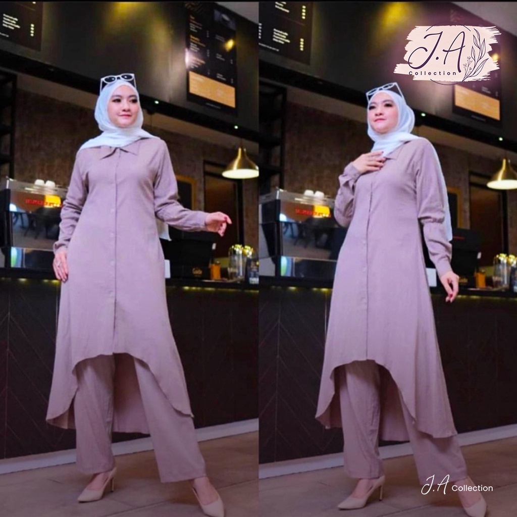 NALA ONE SET KEMEJA WANITA TUNIK MIDI MOSCREPE TERBARU 2022