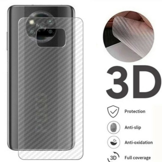 Garskin Carbon 3D POCO X3 BACK  Back Screen Protector Transparant Skin