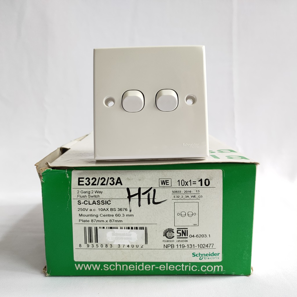 Classic Schneider Hotel Seri 2 Gang 2 Way Flush Switch