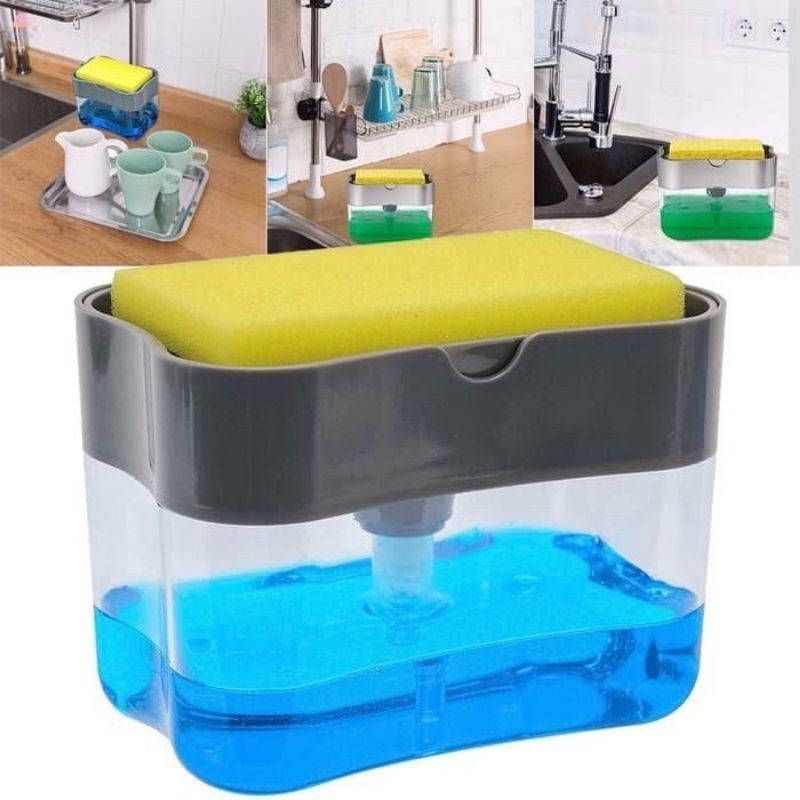 Dispenser Sabun Holder Kitchen Soap Pump FREE Sponge Serbaguna