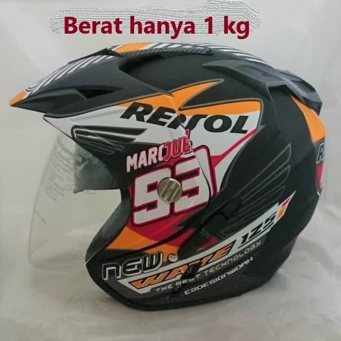 HELM Helmet Repsol double visor SNI Murah Black doff motif marquez 93