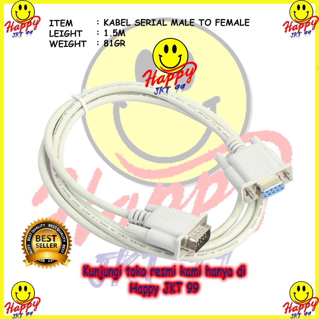 [ HAPPY JKT 99 ] KABEL SERIAL RS232 MALE TO FEMALE 1.5M 1.5 M METER ORIGINAL