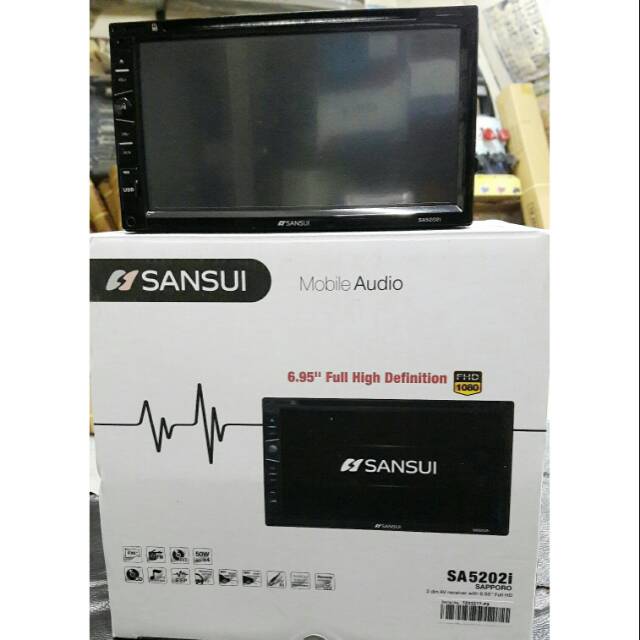 Doubledin Sansui 6.95" Full HD 1080p Sapporo SA 5202i - DVD MP4 Touchscreen Bluetooth Headunit Audio