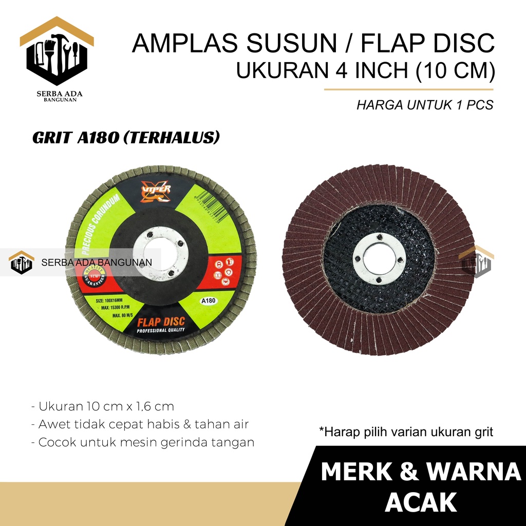 AMPLAS GERINDA / AMPLAS SUSUN / FLAP DISC 4 INCH FLAPDISC SANDING POLISHING TERMURAH