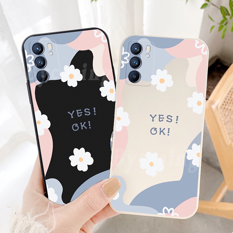 Soft Silicone Daisy Flower Case for OPPO A57 2022 A16 A15S A15 A5S A3S A5S A12 A1K F9 Reno 6 5G Reno 6Z Realme8 5G C25 C25S C11 C12 5 5i 6i Narzo20 Narzo 30A Keep Smiling YES OK Chrysanthemum Pattern TPU Phone Cover BY