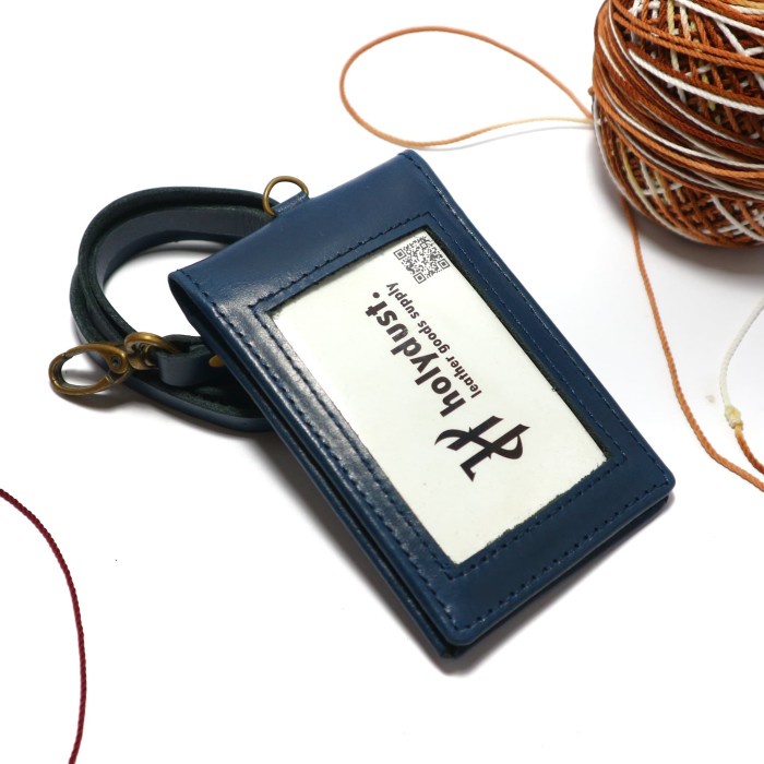 

Id Card - Id Card Holder Kulit Asli Name Tag Flip Warna Navy Unik