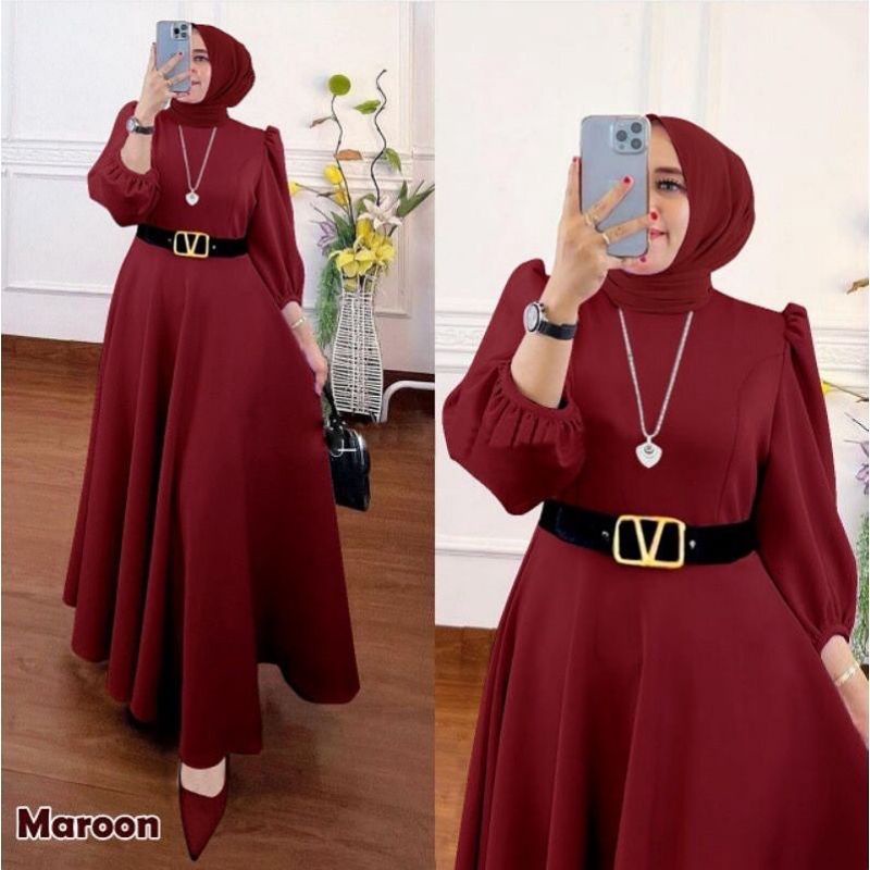 Baju muslim. Dress. Maxy wanita. bahan Syakilla. Baju Wanita. Pakaian wanita. Sephora Dress (plus Belt)