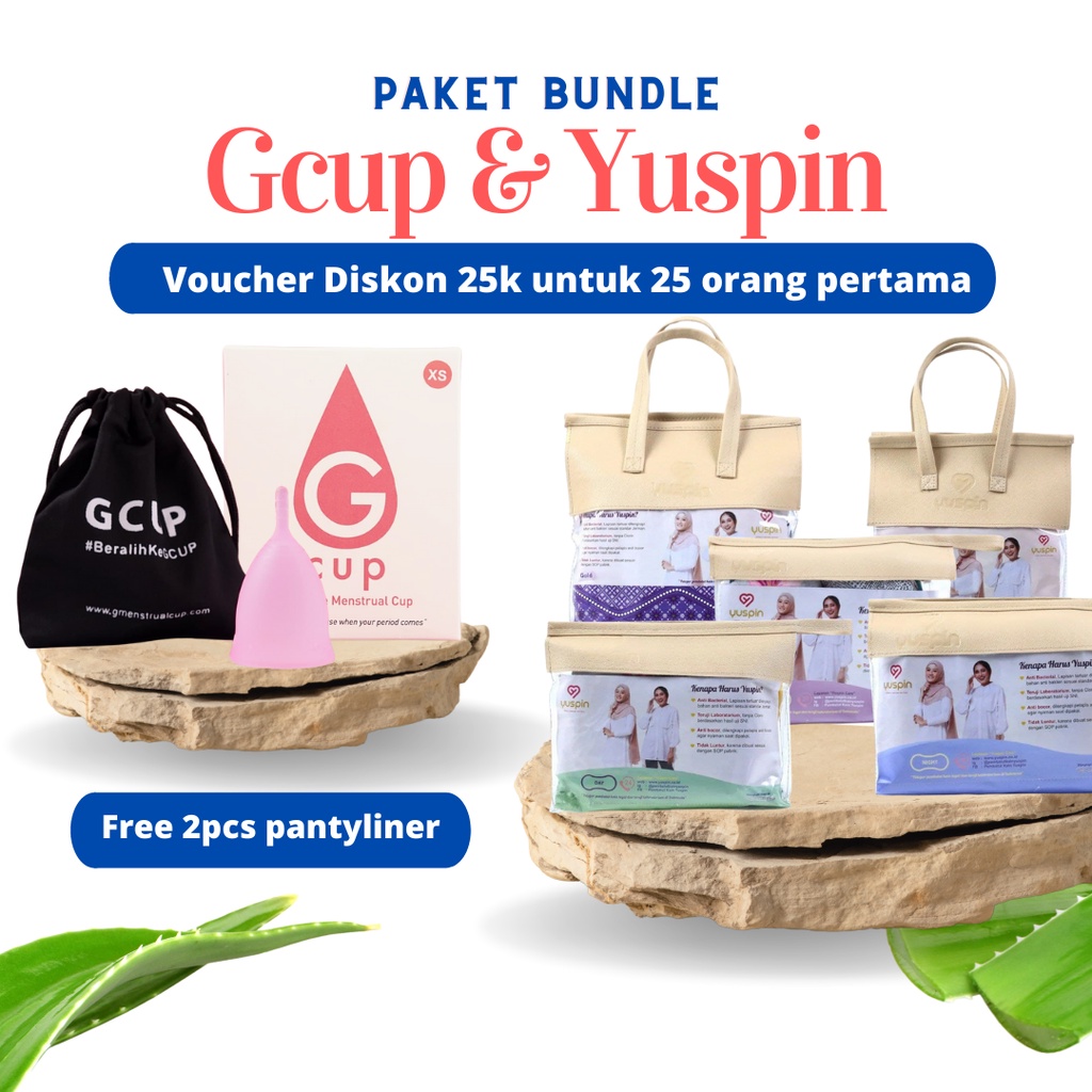 GCUP YUSPIN Girls Menstrual Cup dan Pembalut Kain Yuspin Bundle Lebih Hemat