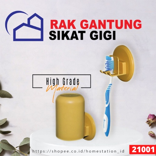 Tempat Sikat Gigi Holder Tempel dengan Tutup / Holder Tempel Tempat Sikat Gigi  dengan Gelas / Toothbrush Holder New 21001