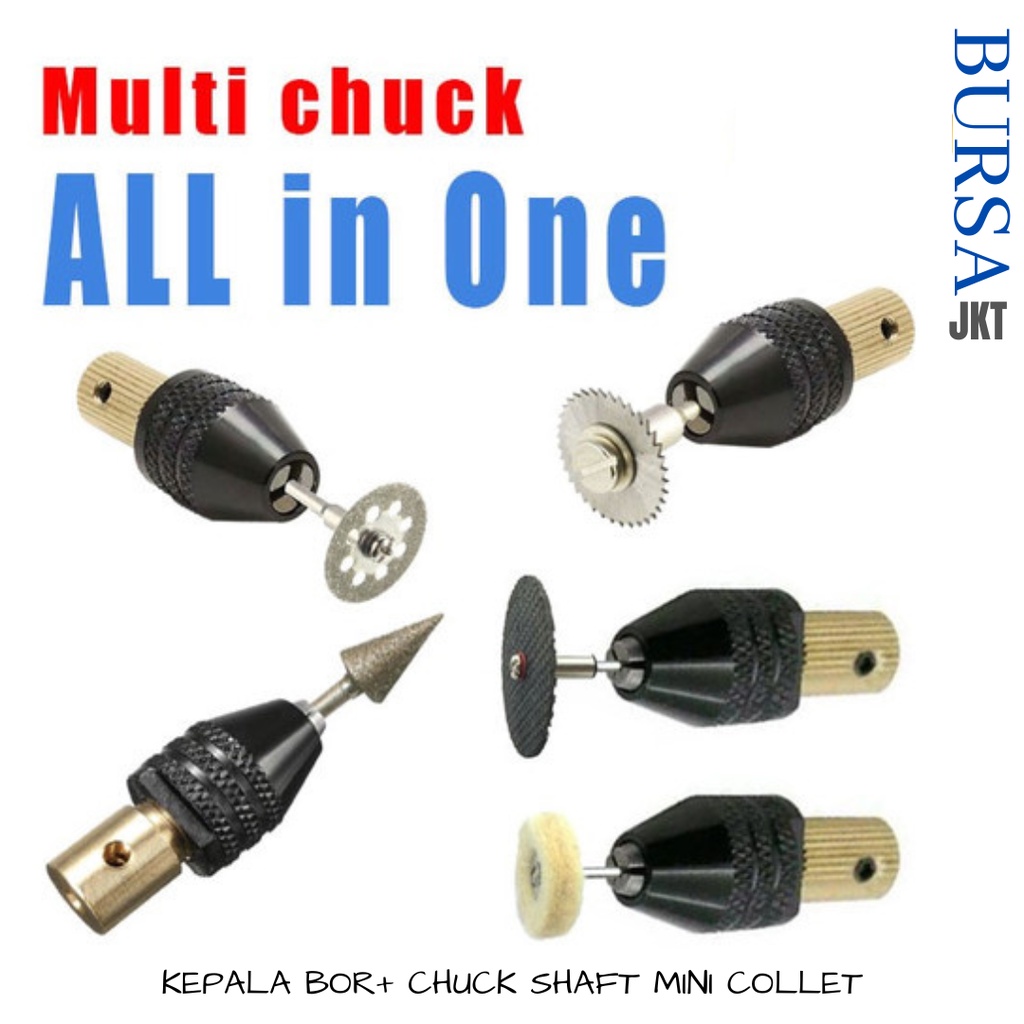 KEPALA BOR MINI KEYLESS M7 0.3 - 3.5 MM + DRILL CHUCK MOTOR AS 4.05 MM