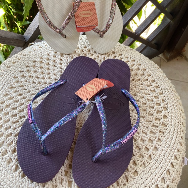 Havaianas Original Slim Logo Metalic Purple