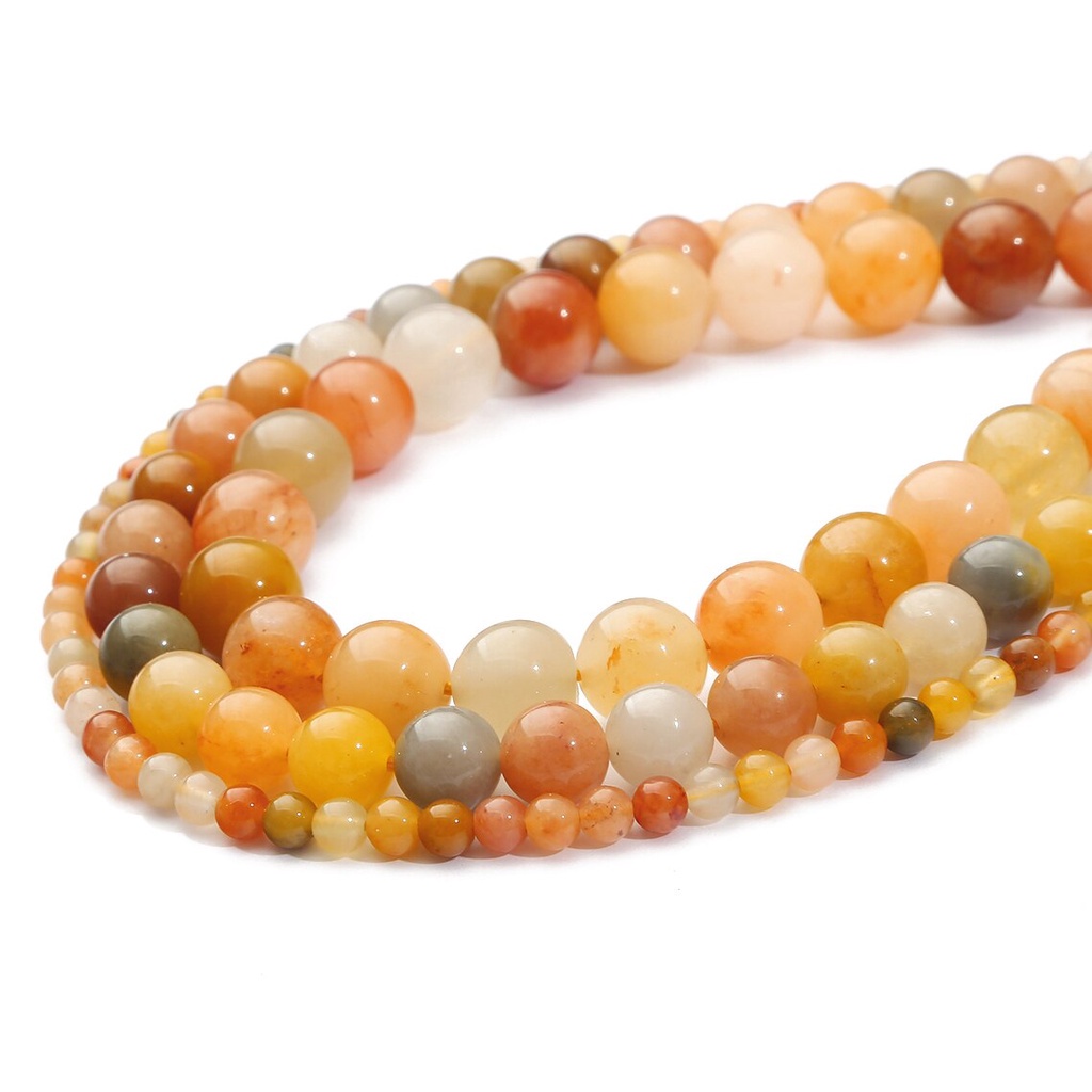 4 6 8 10 Mm/Alami Merah Emas Sutra Jade Lebih Ringan Imperial Stone Round Beads untuk Wanita DIY Gelang Kalung Perhiasan Anting-Anting Aksesoris