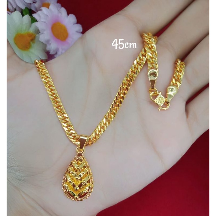 kalung emas muda kadar 35% perhiasan/aksesoris wanita dewasa kalung free liontin emas muda kadar ren