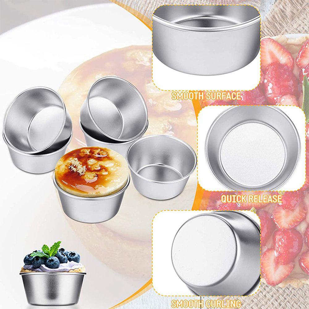 【 ELEGANT 】 Egg Tart Cetakan Mousse Anti Lengket Individu Bulat Aluminium Alloy Muffin Cup