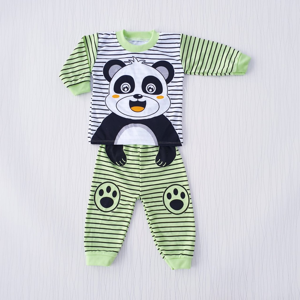 setelan piyama anak unisex usia 0-18 bulan panda