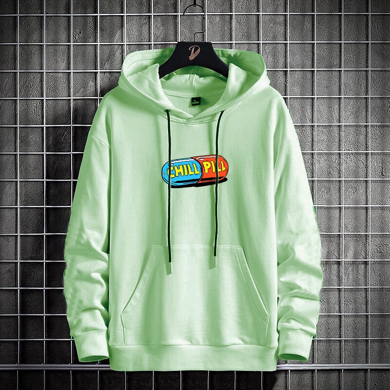 Hoodie Pria CHILL PILL Sweater Pria Flecee Simpel Terbaru