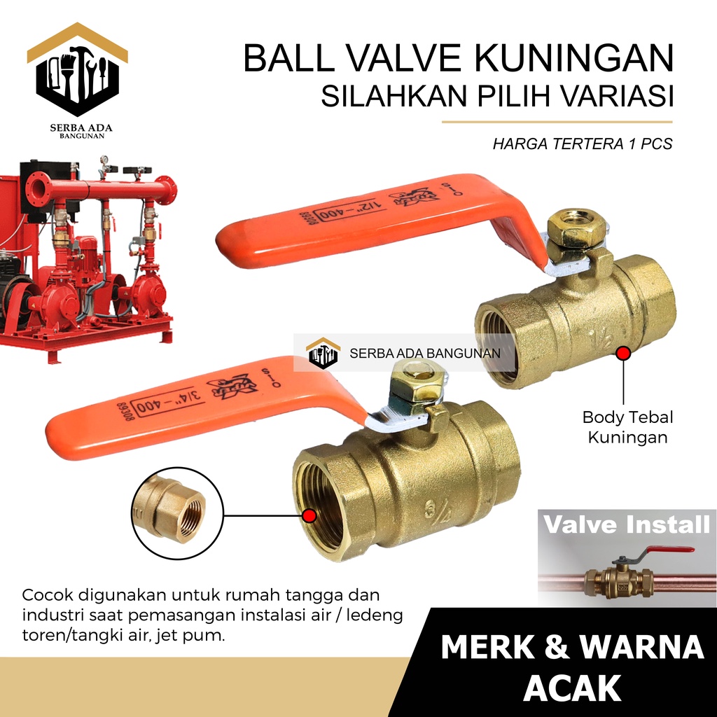 Ballvalve Kuningan 1/2&quot; 3/4&quot; 1&quot; YAHOYA / Stop Kran Keran Kuningan 1 /2 3/4 1 Inci / Ball Valve Kuningan 1/2 Inch