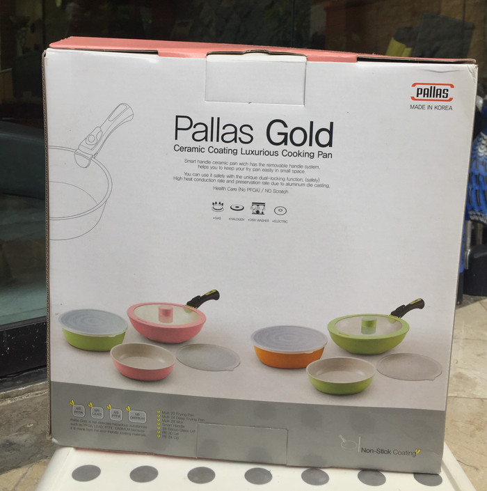 Panci Wajan Teflon PALLAS GOLD Ceramic Cooking Pan Korea 7pc set