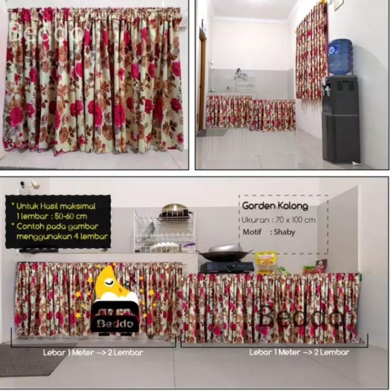 HARGA GROSIR >> hordeng kolong dapur / hordeng kolong meja dapur / kain penutup kolong dapur
