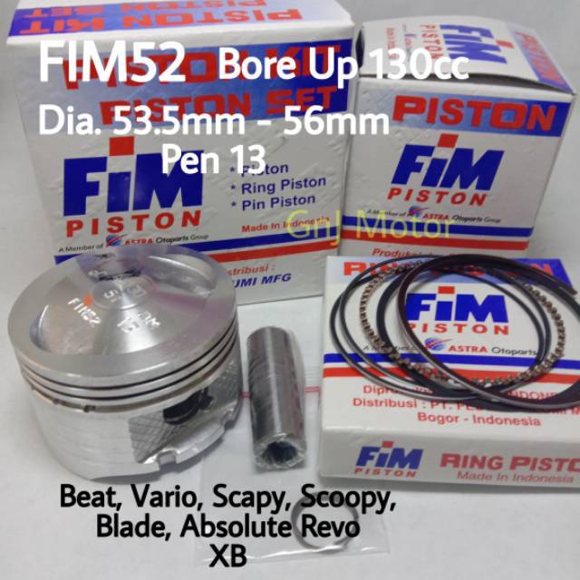 Piston kit FIM Bore Up Beat Vario Blade Revo (Karbu) Pen 13 Ukr 53.5 54