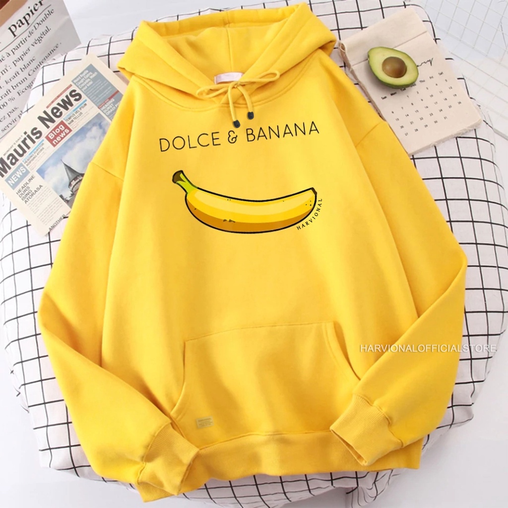 Parisdivarious Sweater Hoodie Jemper Dolce Banana Bahan Fleece Size S - XXL (Pria &amp; Wanita)