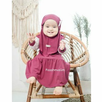 Baju muslim gamis brukat bayi perempuan. gamis bayi. set muslim bayi. gamis aqiaqah bayi