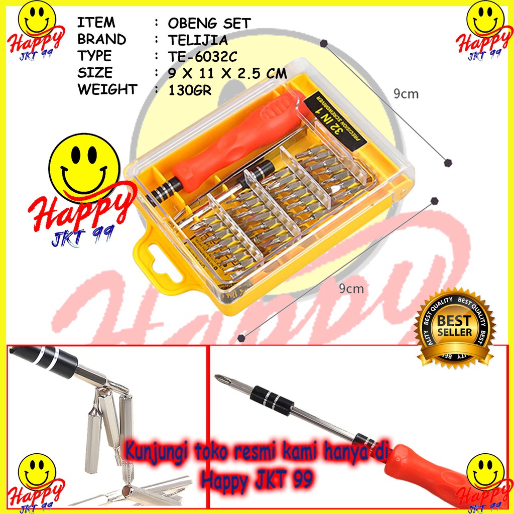 [ HAPPY JKT 99 ] OBENG SET TEKNISI HP LAPTOP TELIJIA TE-6032C 32 IN 1 TE-6032C TE6032C TE 6032 C 32 IN 1 ORIGINAL