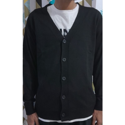 Cardigan Clean Black / Cardigan Pria Kekinian Warna Hitam / Cardigan Hitam Casual dan Formal